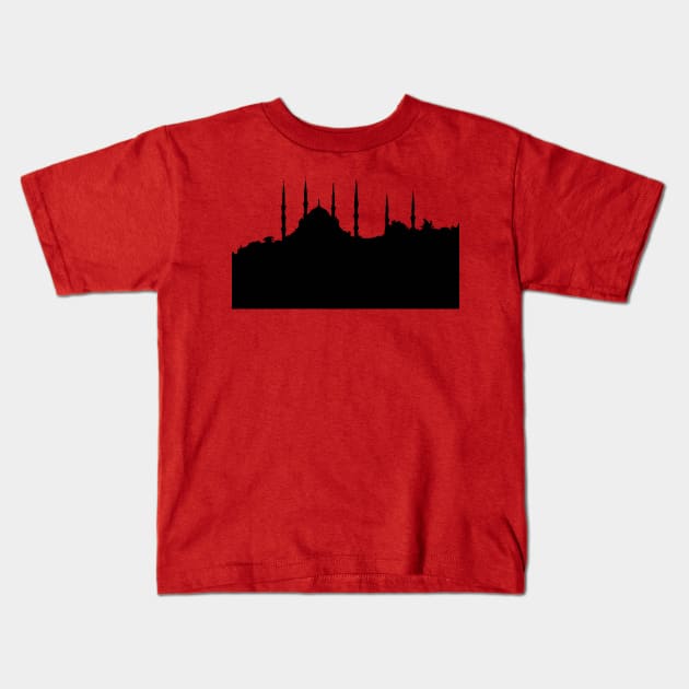 Istanbul Cityscape Silhouette Kids T-Shirt by taiche